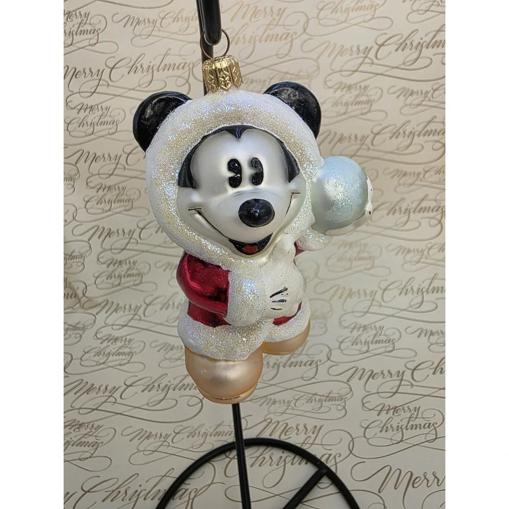2000 Christopher Radko Disney Jewel Mickey Snowball Glass Ornament 00-DIS-33